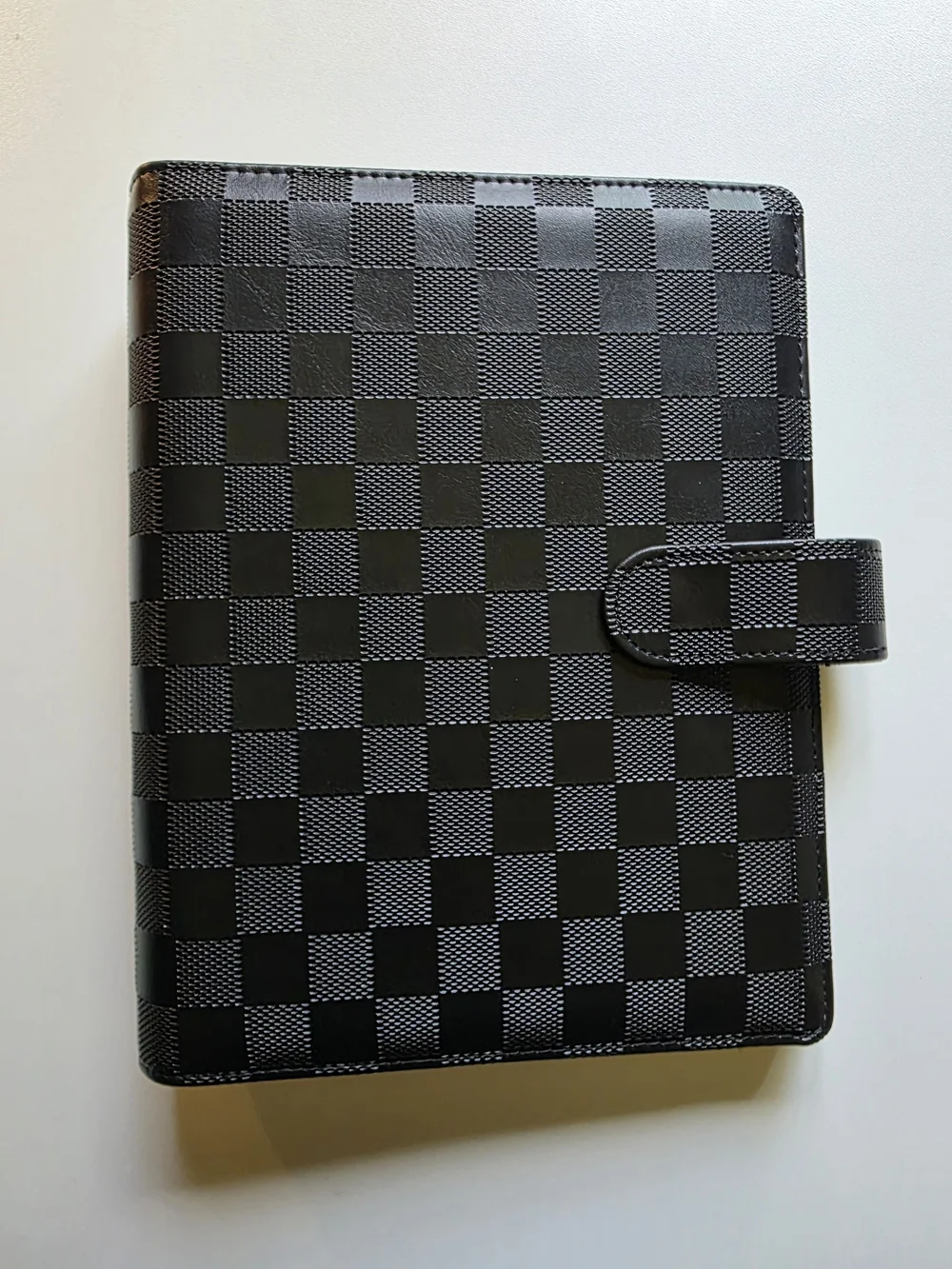 A5 6 Ring Binder  Black Checkered Hardcover Planner with Snap Closure